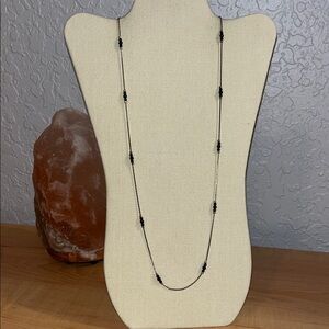 Elegant Delicate Silver and Black Beaded Necklace